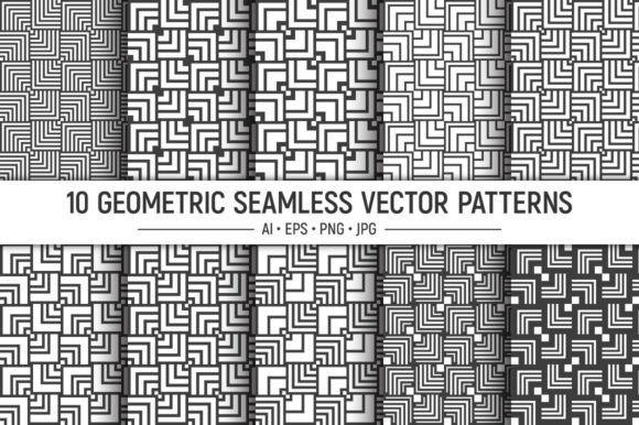 10 Geometric Tiles Seamless Vector Patterns