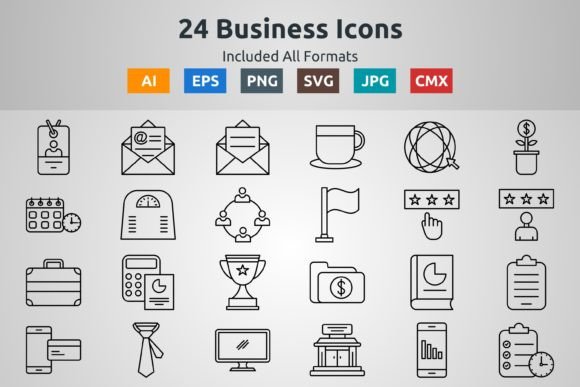 24 Business Outline Icons: A Versatile Asset for Modern Design and Branding