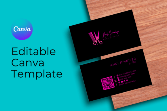 Black Pink Business Card Canva Template