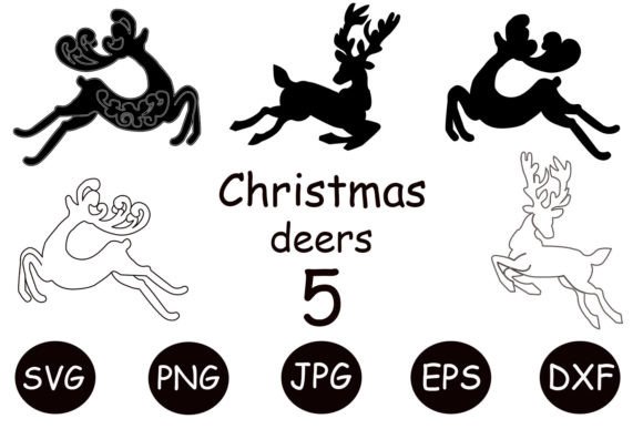 Christmas Deers Clipart Svg