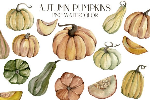 Clipart. Watercolor Set of Autumn Pumpkin: A Versatile Resource for Creative and Professional Projects