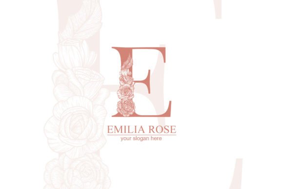 E Logo with Floral Monogram Design