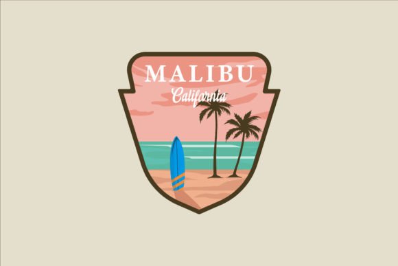 Malibu California Beach Vector Emblem: A Versatile Design for Modern Creativity
