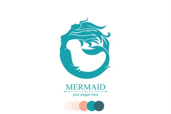 Mermaid Logo. Siren and Marine Girl