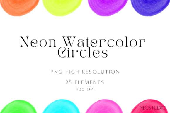 Neon Watercolor Circles Clipart: A Versatile Design Asset for Creative Professionals