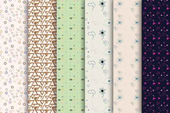 Set of 6 Patterns Japanese Background