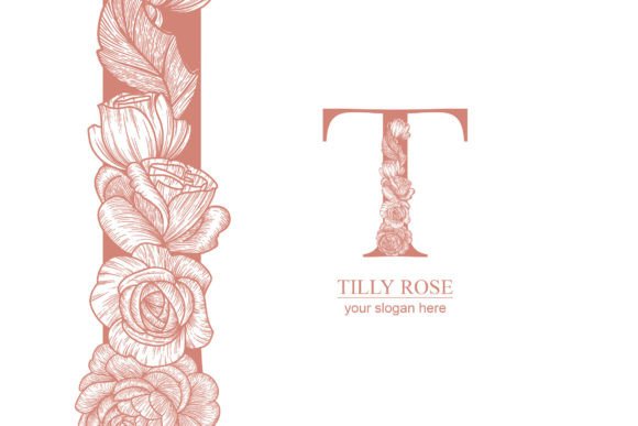 T Logo Letter T Monogram Style Flora