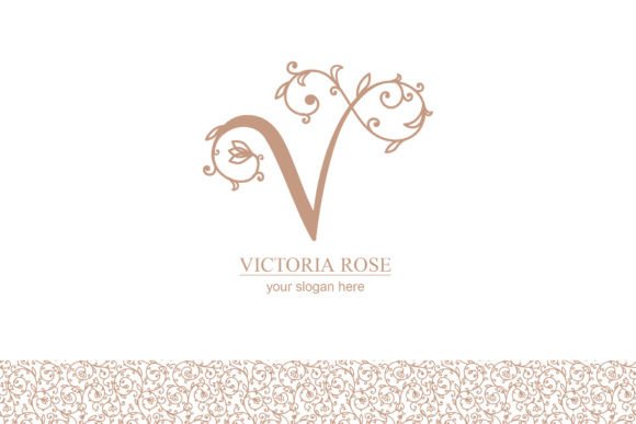 V Logo, Letter V Monogram, Style – Floral