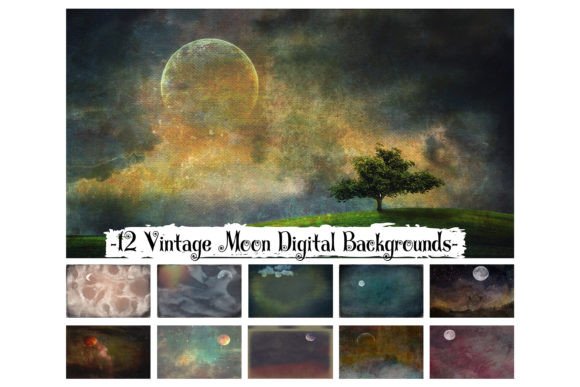 Vintage Moon Digital Backgrounds